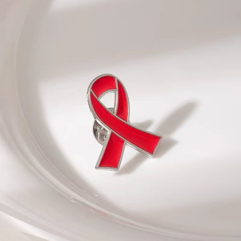 Wholesale Metal Oil-Drip Pink Collar Ribbon Brooch International Aids Badge Clothing Accessory