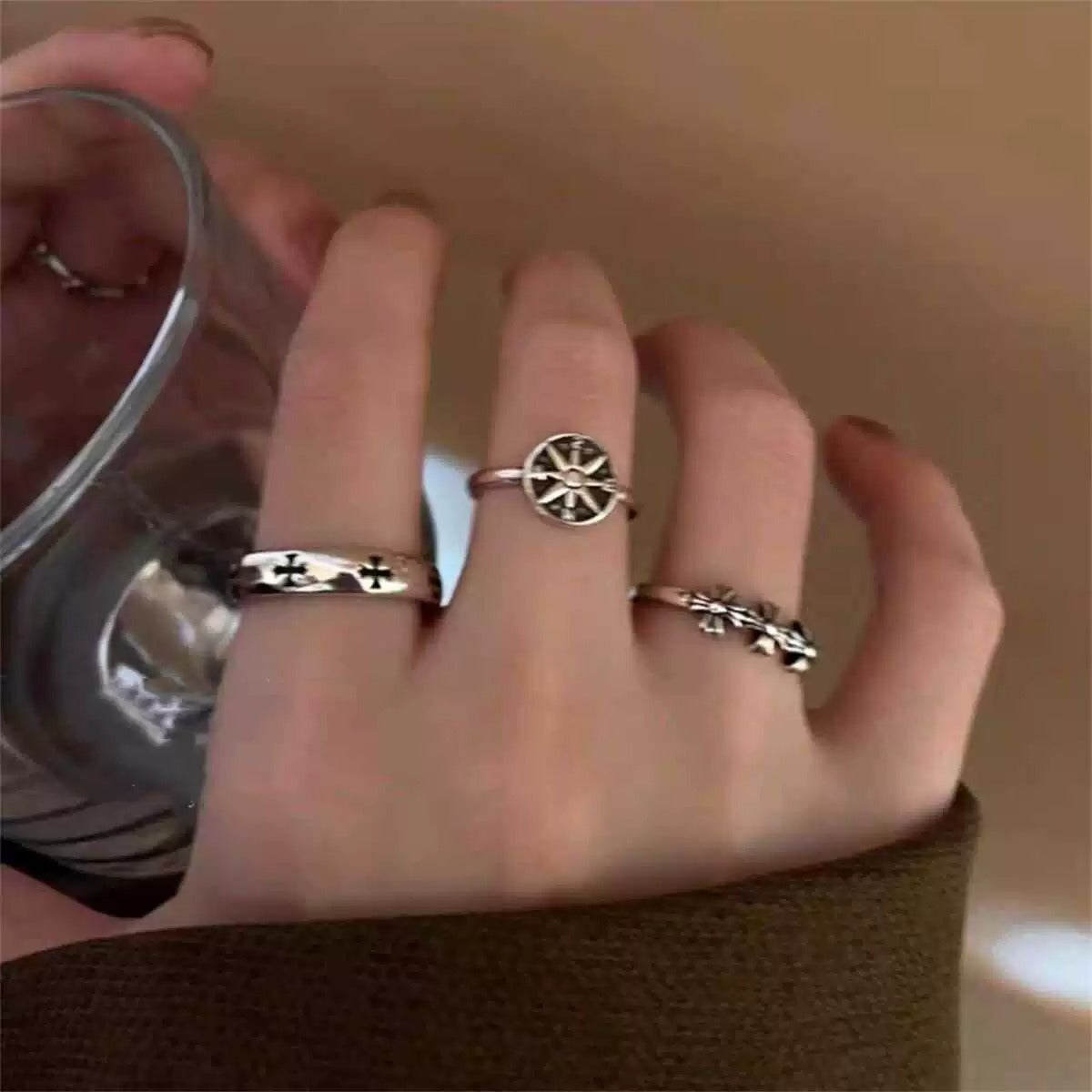Wholesale Cross Gothic Ring Vintage Retro Relief Design Adjustable Unisex Fashion Accessory Gift