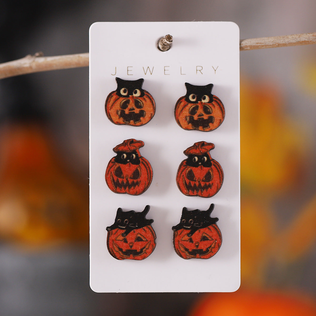 Wholesale  Halloween Ghost Witch Hat Black Cat Ghost Face Pumpkin Earrings Set