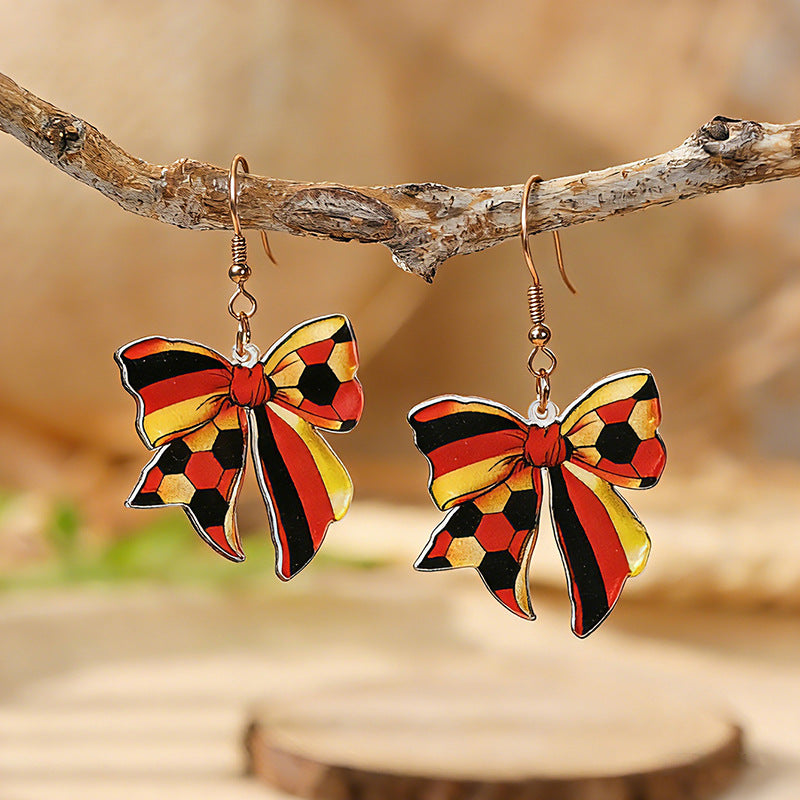 Wholesale USA Mexico Canada Soccer Bow Acrylic Earrings