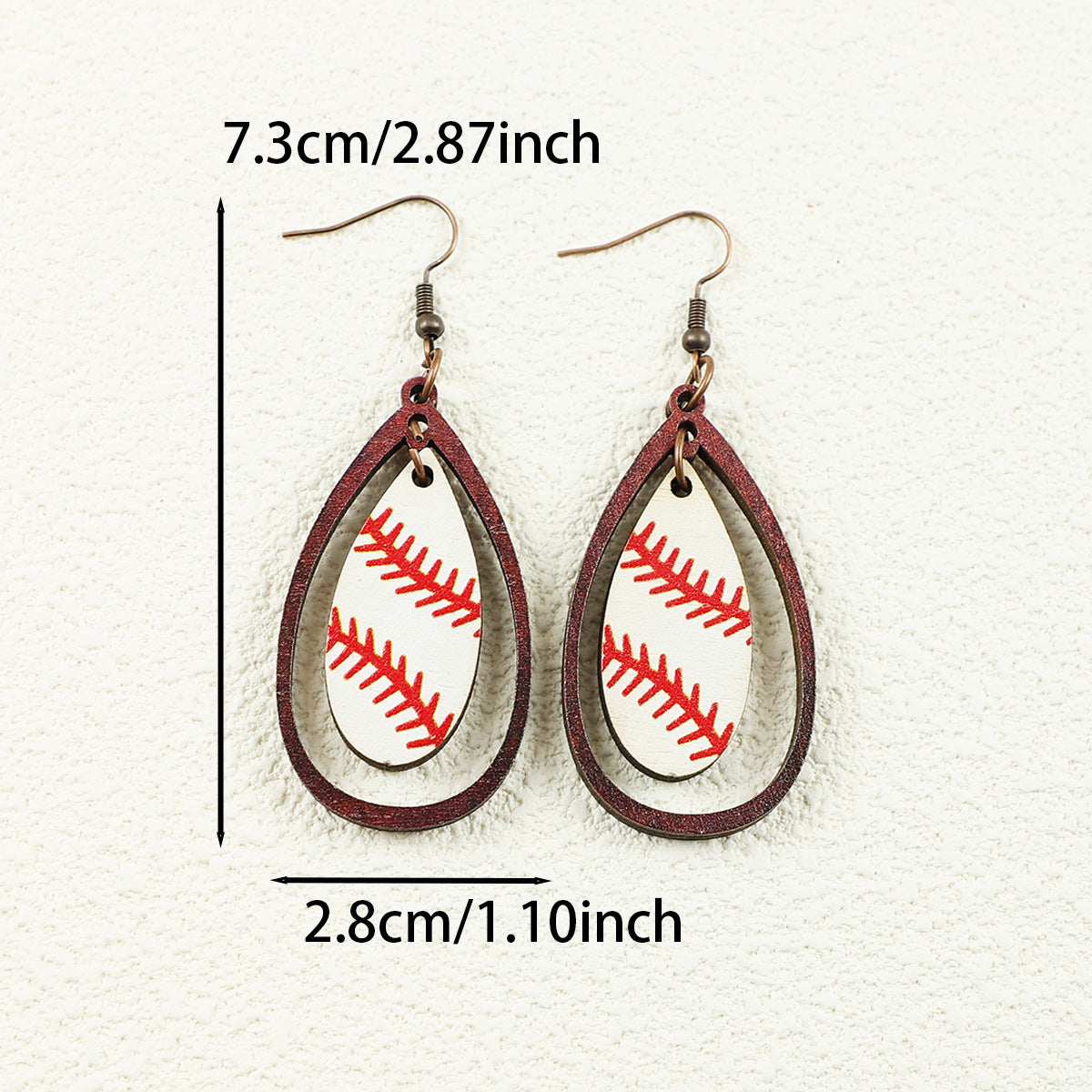 Wholesale Sports Balls Baseball Softball Bohemian Style Ethnic Style Hollow Pendant Wooden Women's Earrings