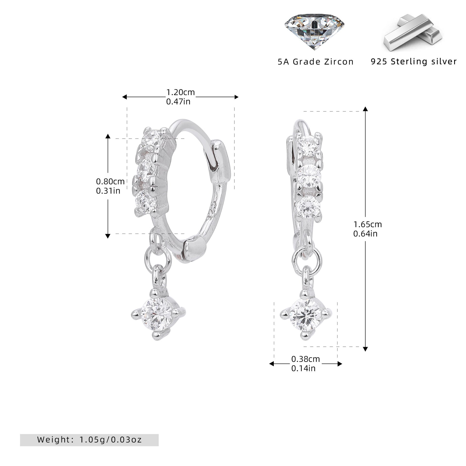 Wholesale  S925 Sterling Silver Diamond Micro-inlaid Zircon  Light Luxury  Earrings