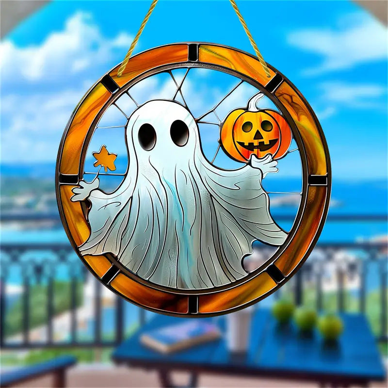Wholesale  Haunted House Party  Pumpkin Acrylic Round Plate Decoration