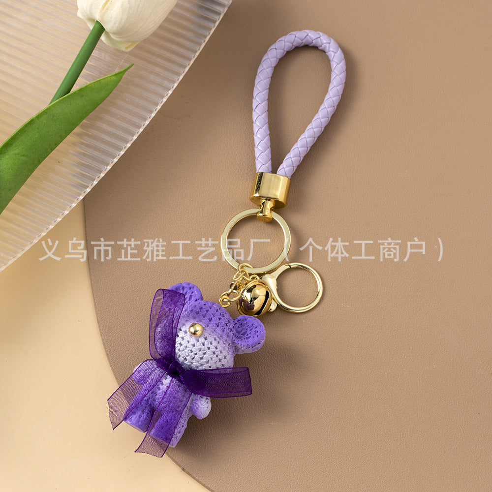 Wholesale Resin gradient wool rabbit key chain