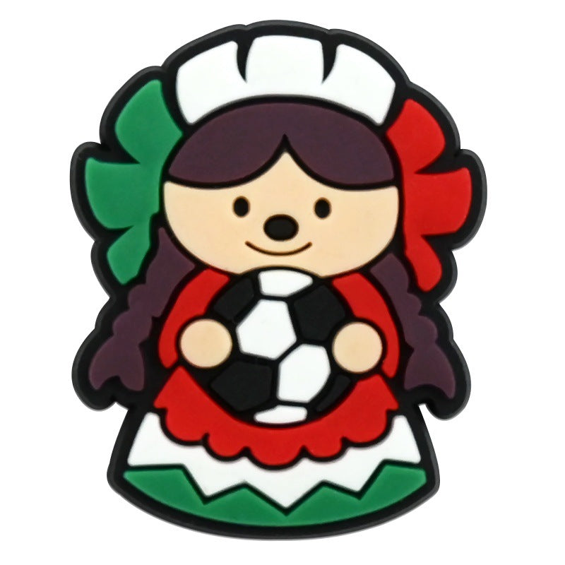 Wholesale Random 100pcs Mexican soccer-themed  PVC Soft Rubber Shoe Buckle Decoration