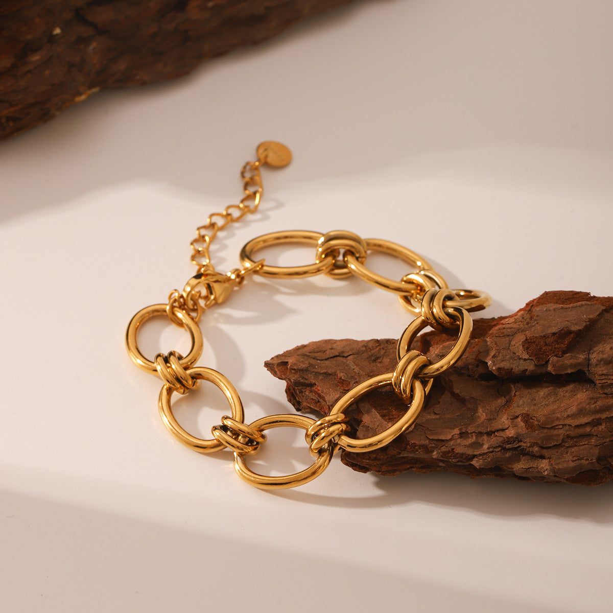 Wholesale  stainless steel bracelet plating 18K gold thick chain