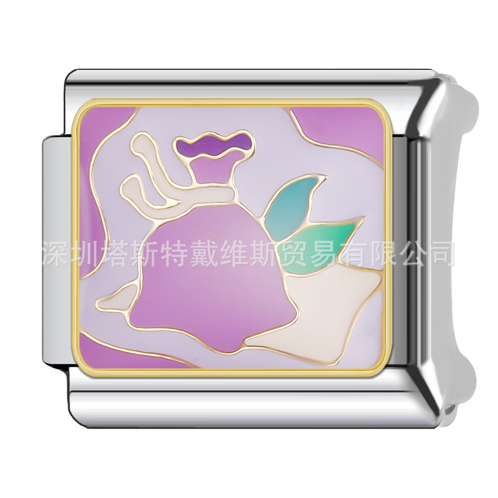 Wholesale 9mm Italian Charm Starter Bracelets DIY square Single Section Creative Stainless Steel Composable Bracelet
