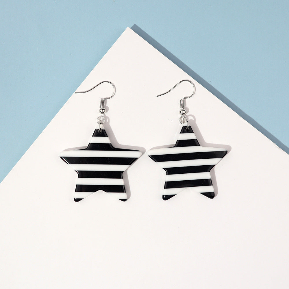 Wholesale  Creative Striped Five-pointed Star Earrings