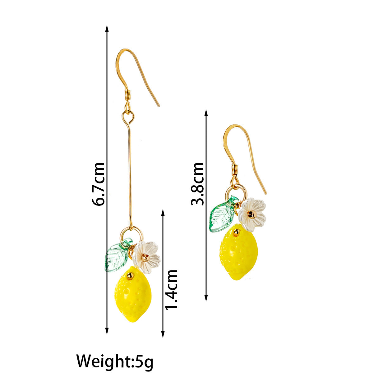 Wholesale Cute Fruit Lemon Leaf Flower Pendant Irregular Stainless Steel Earrings