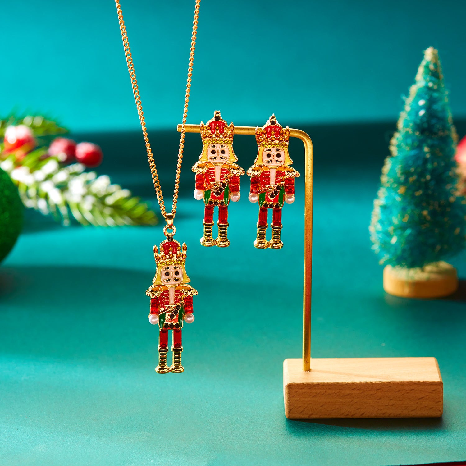 Wholesale Christmas Nutcracker Soldier Earring Necklace Set