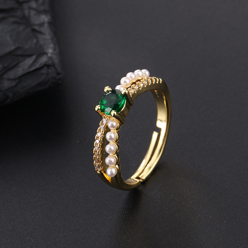 Wholesale Vintage Emerald Green Open Snake Ring Copper Zircon Women S Fashion Jewelry Accessory