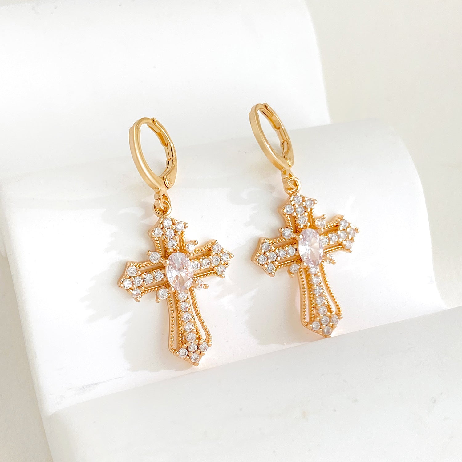 Wholesale Cross Gold-plated Zirconium Light Luxury Earrings ACC-ES-MY029