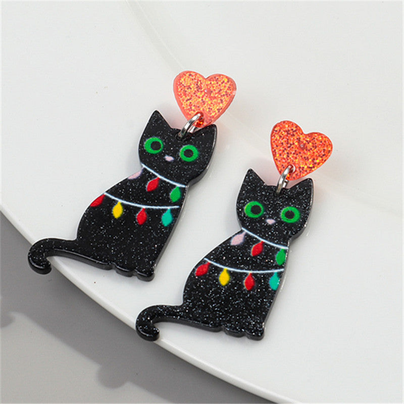 Wholesale Christmas Cat Earrings Acrylic Fashion Accessory Gift for Party Wear Boutique