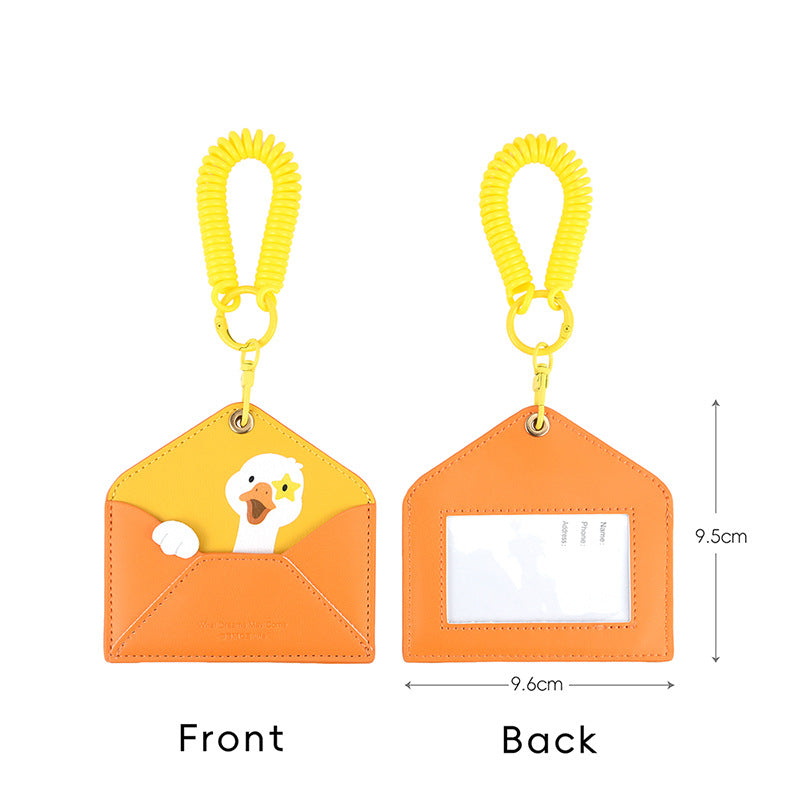 Wholesale Cute Capybara Envelope Card Holder Keychain PU Leather ID Badge Bag Charm For Campus Bus Daily Use