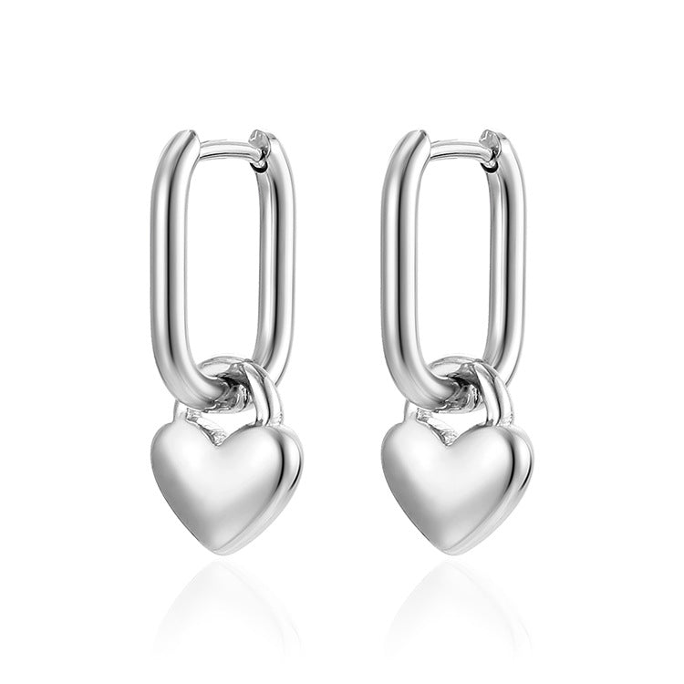 Wholesale Stainless Steel Peach Heart Pendant Earrings