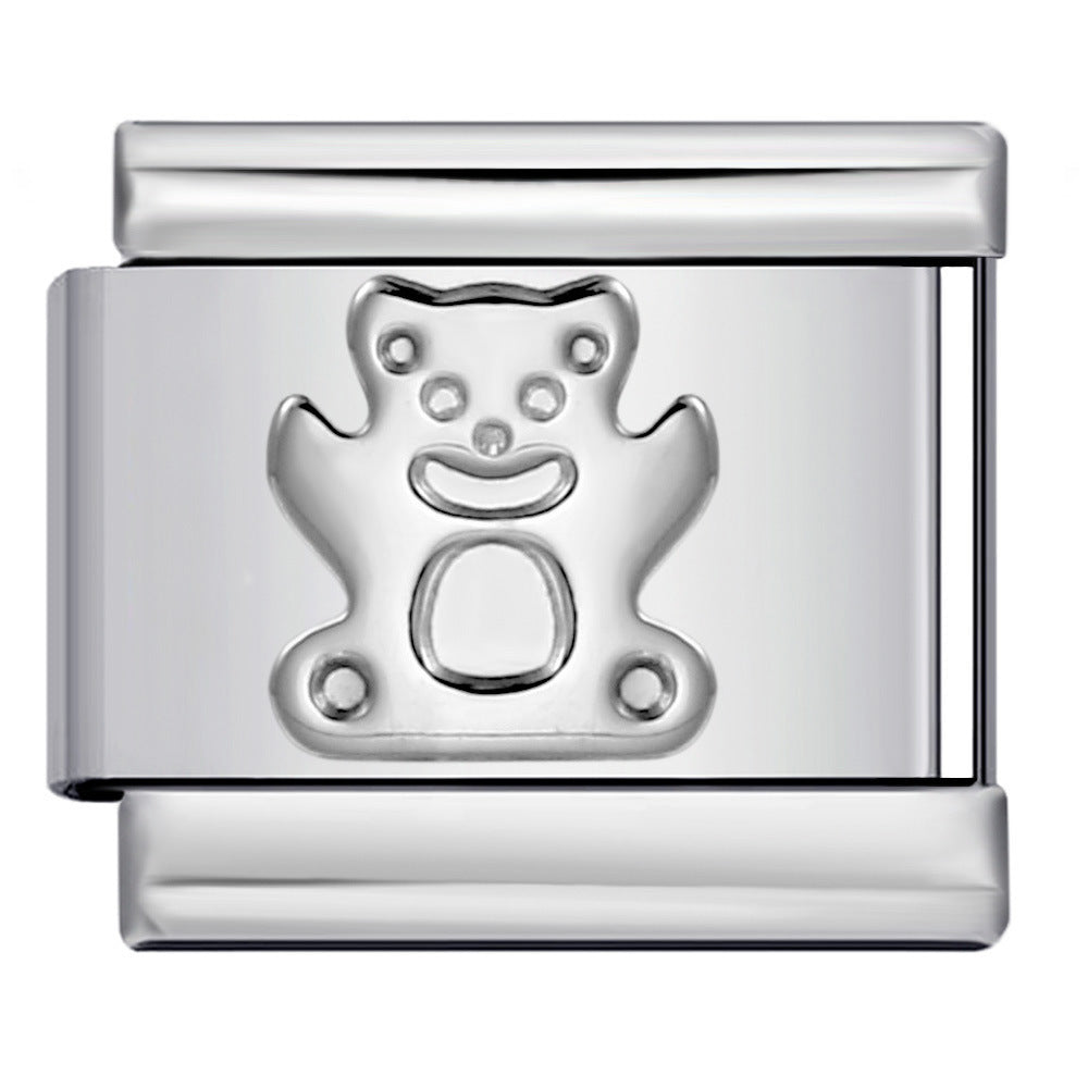 Wholesale  Italian moduleTitanium steel convex silver stamping pattern DIY bracelet