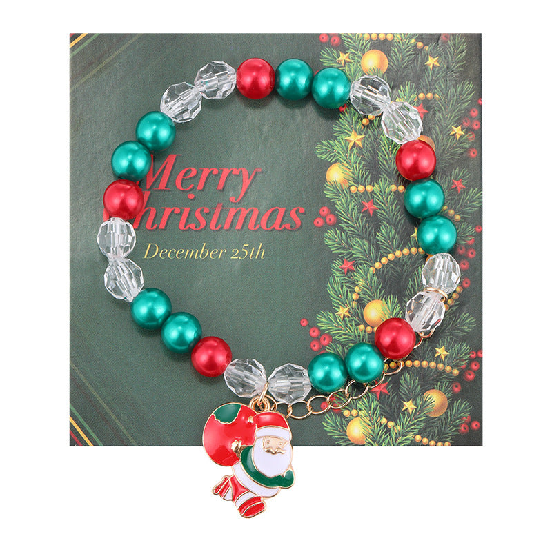 Wholesale Christmas Gift Beaded Letter Elastic Bracelet suit