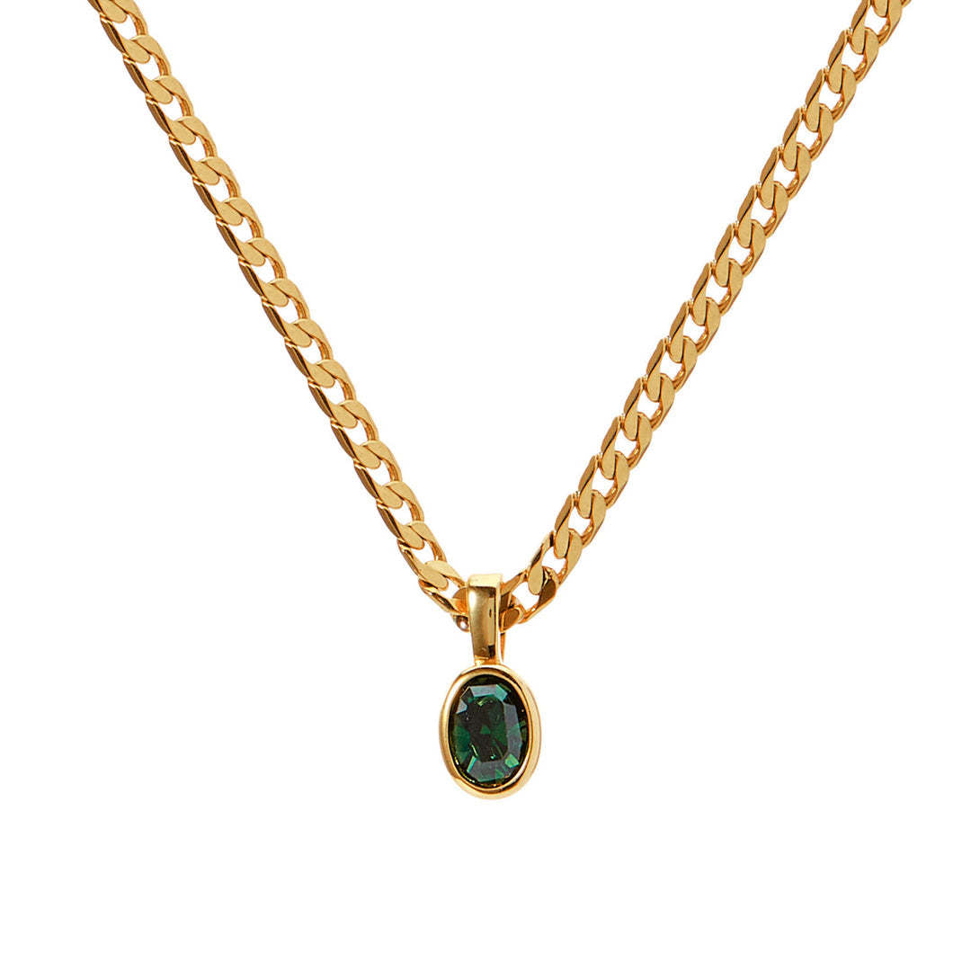 Wholesale Stainless Steel 18K Gold Color Zircon Necklace