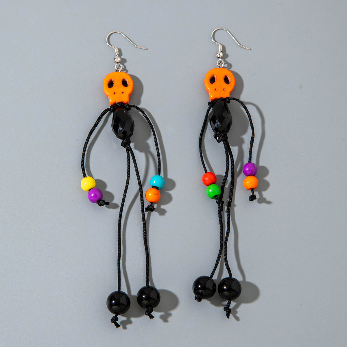 Wholesale Creative Tassel Beaded Ghost Head Long  Earrings