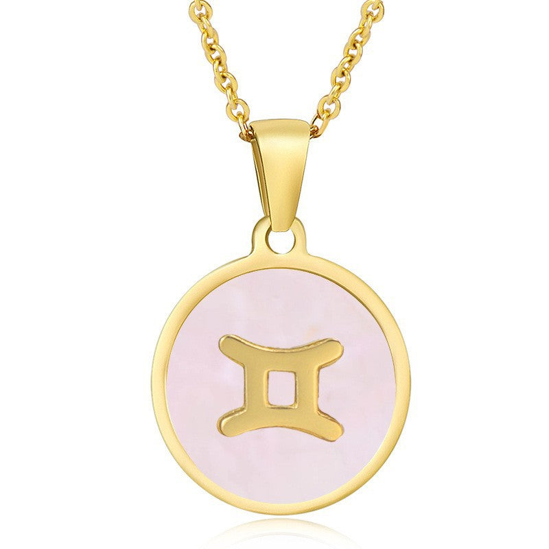 Wholesale Titanium Steel Necklace Twelve Zodiac Necklace Constellation Necklace ACC-NE-ZhongY014