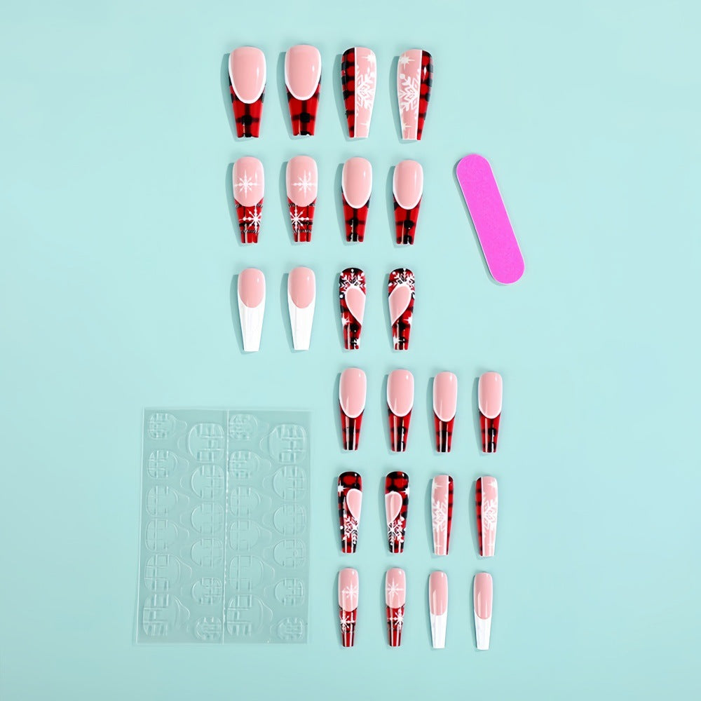 Wholesale 24 Pieces/ box Christmas  three-dimensional white striped nail