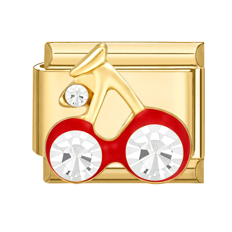 Wholesale Italian Beaded Bracelet 9mm DIY Splicing Removable Gold Bottom Diamond Pendant Series Stainless Steel Combinable Bracelet