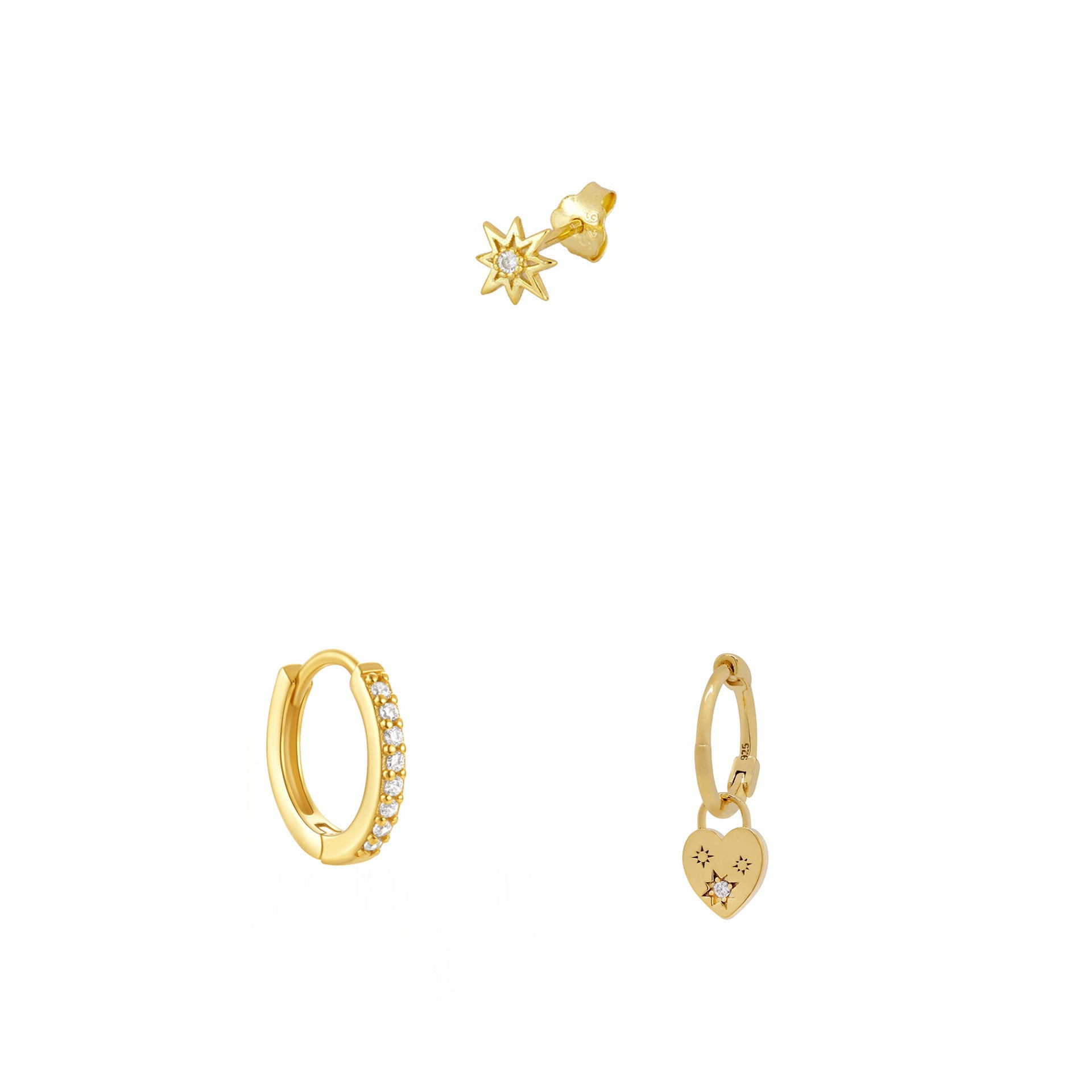 Wholesale European Style Zircon Flower Heart Earrings Set