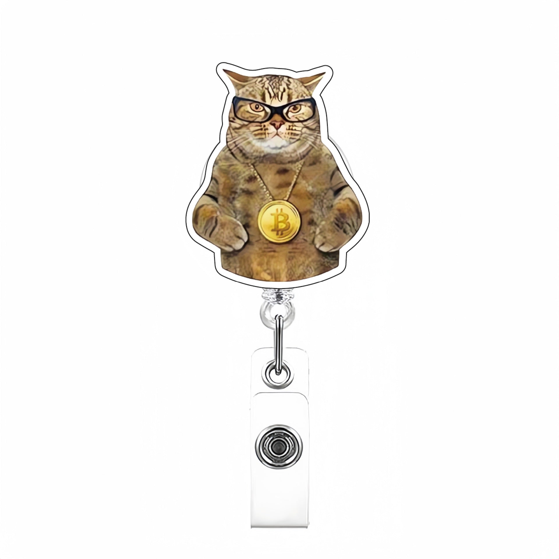 Wholesale Cute Cat Acrylic Retractable Rotating Badge Keychain