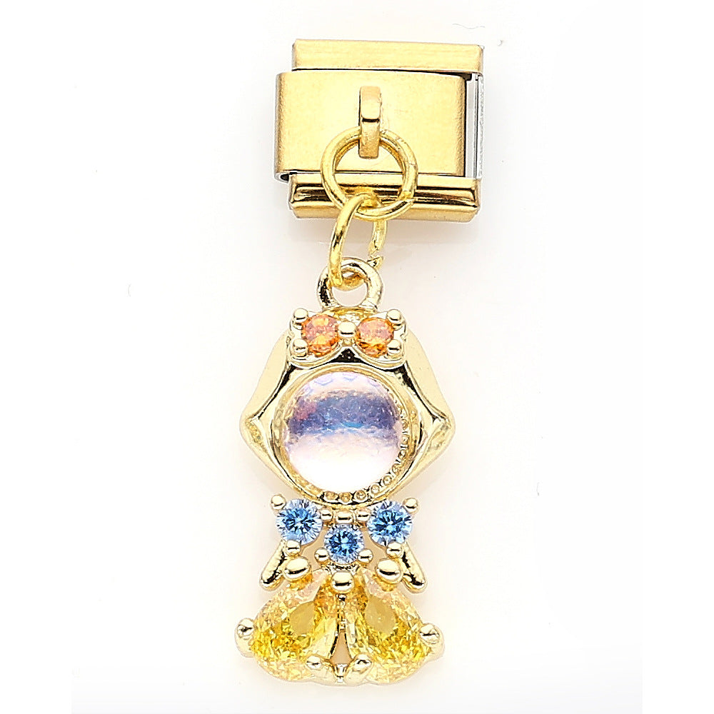 Wholesale 10pcs Italian Charm Bracelet 9mm DIY Splicing Golden Cherry Mushroom Stainless Steel Composable Bracelet