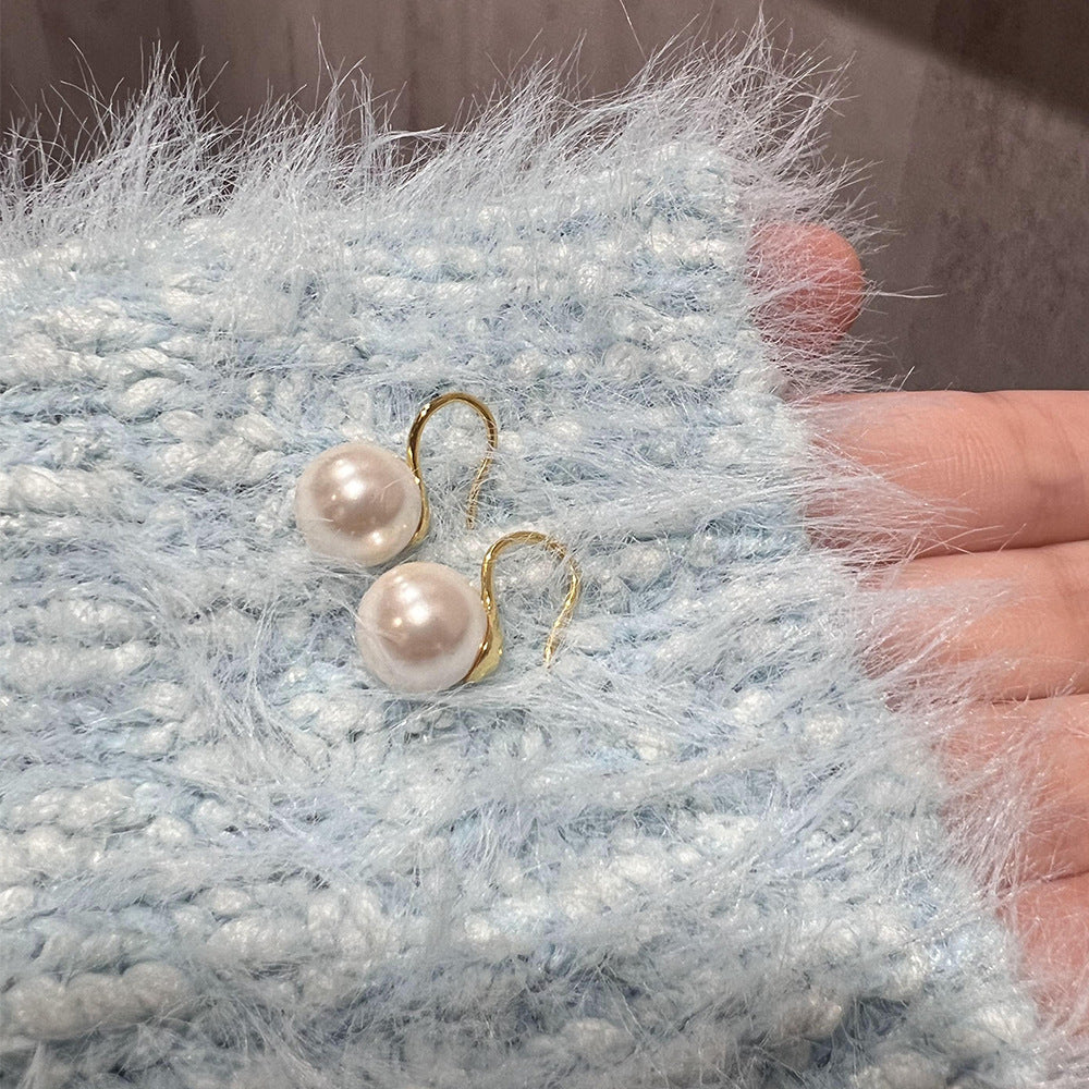 Wholesale S925 sterling silver pearl ear hook  white  earrings