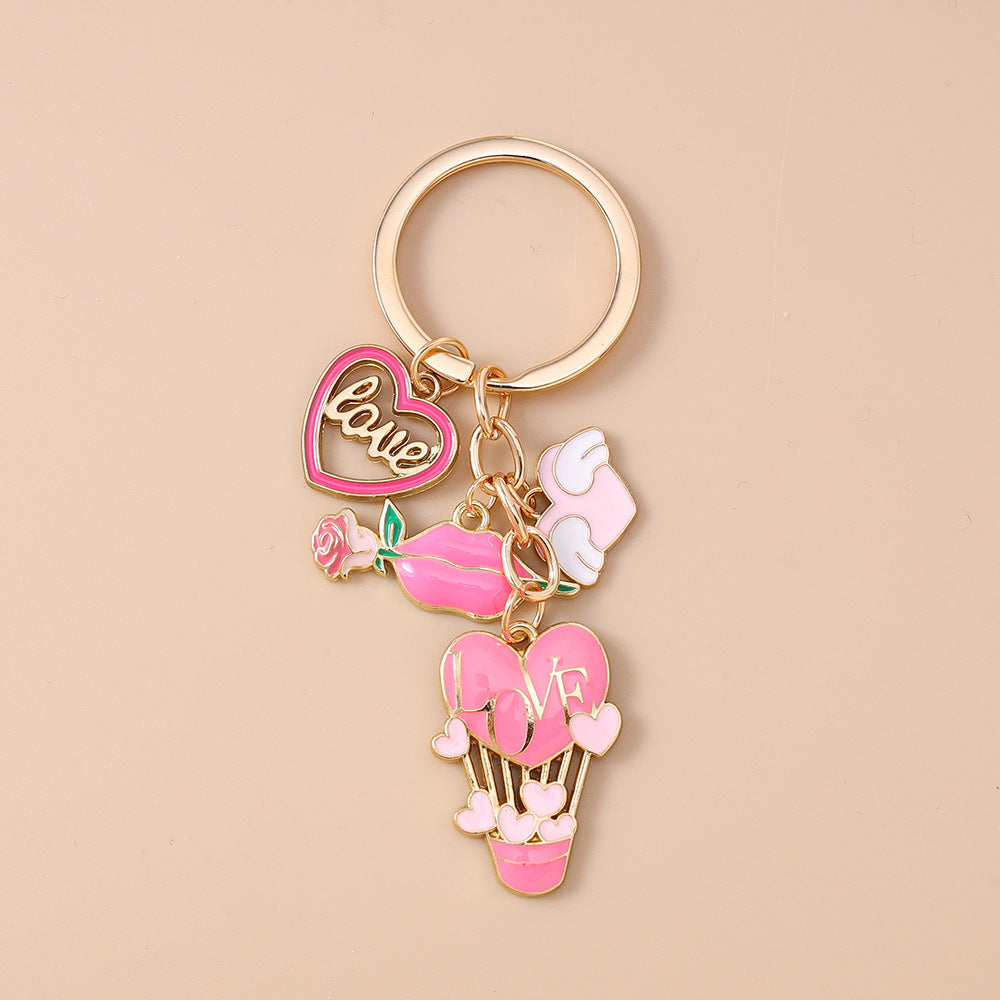 Wholesale Alloy Flower Lips Rose Heart Keychain