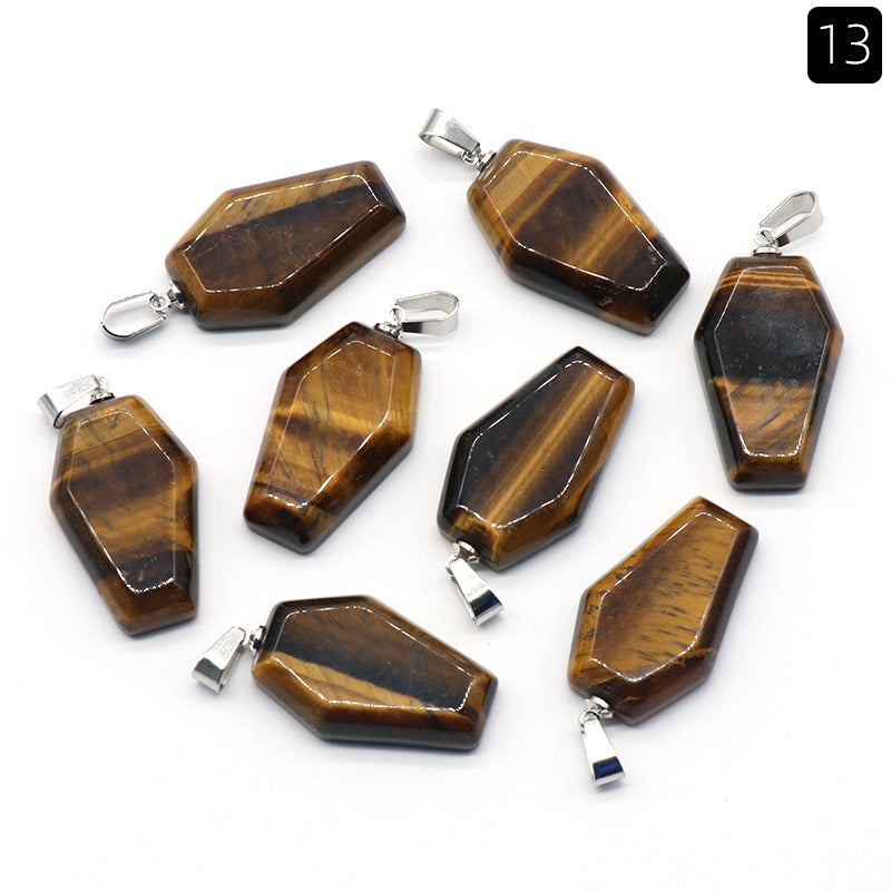 Wholesale Mini Coffin Board Natural Crystal Stone Coffin Board Necklace Pendant ACC-PT-KeSuo004