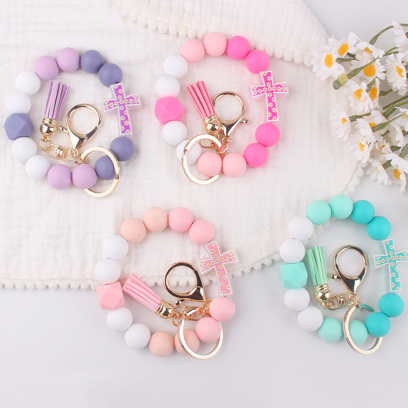 Wholesale  Cartoon Cross Silicone Bracelet Keychain