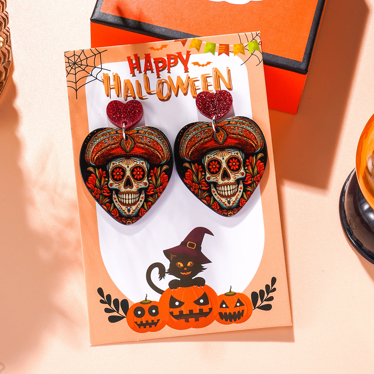 Wholesale Halloween Acrylic Skull Earrings ACC-ES-Ditong003