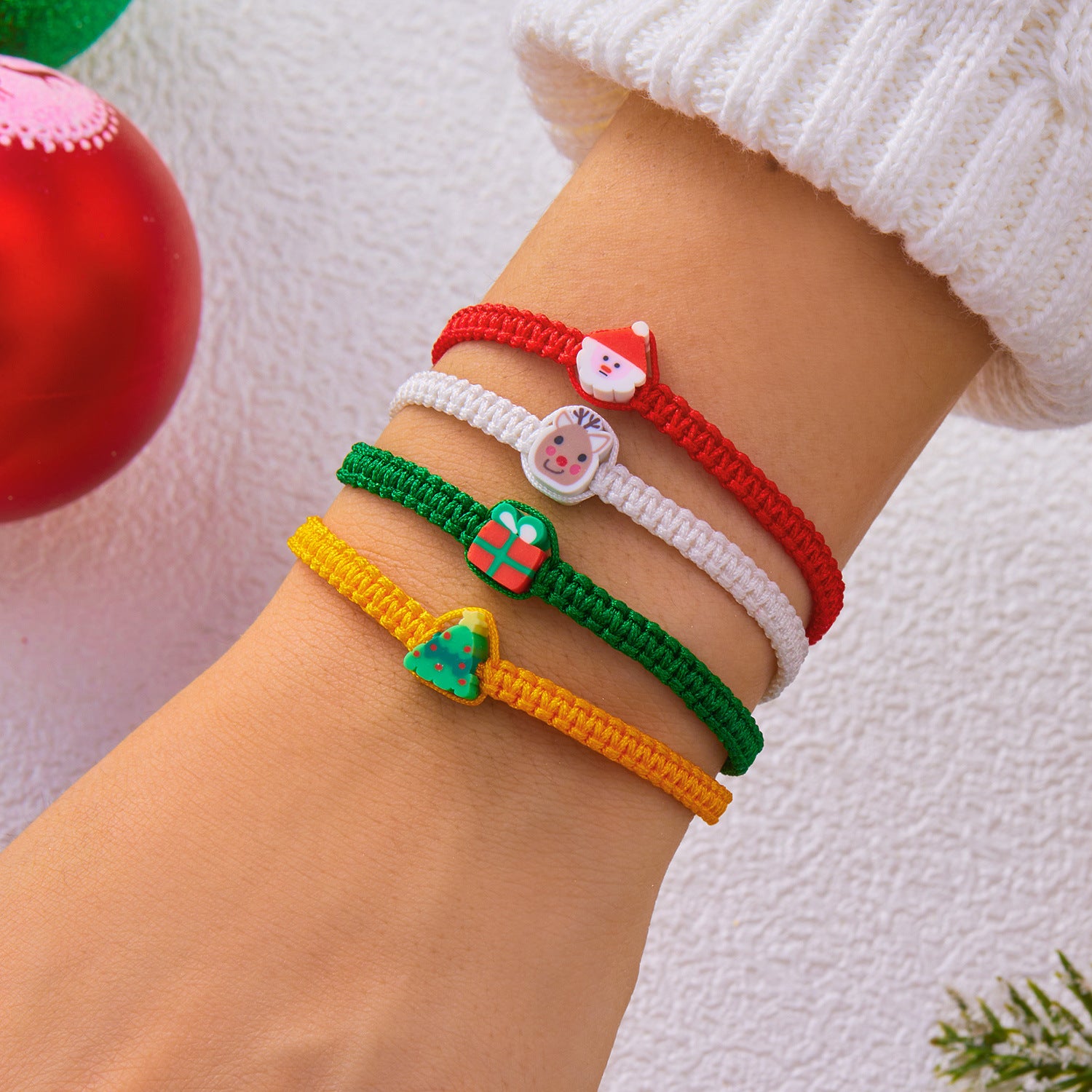 Wholesale Cartoon Santa Christmas Tree Deer Snowman Bracelet Set