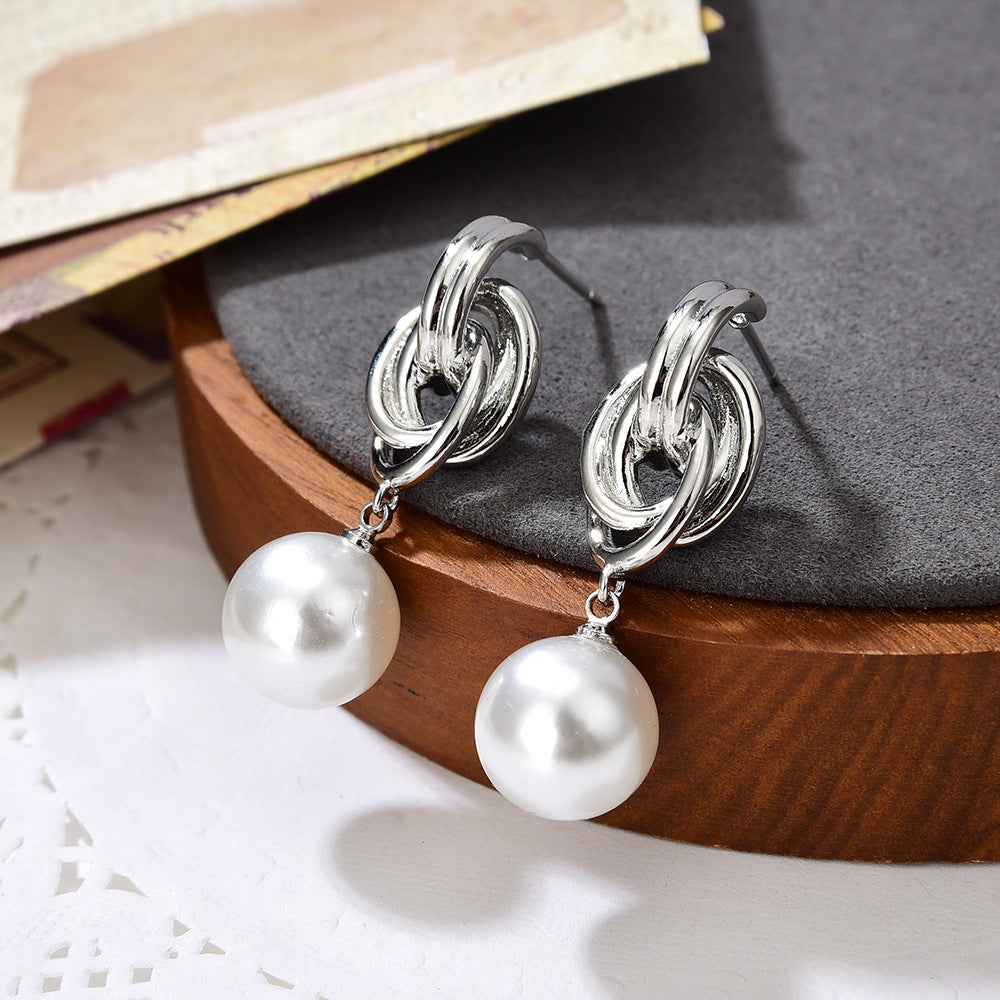 Wholesale  Hoop Wrapped Pearl Earrings