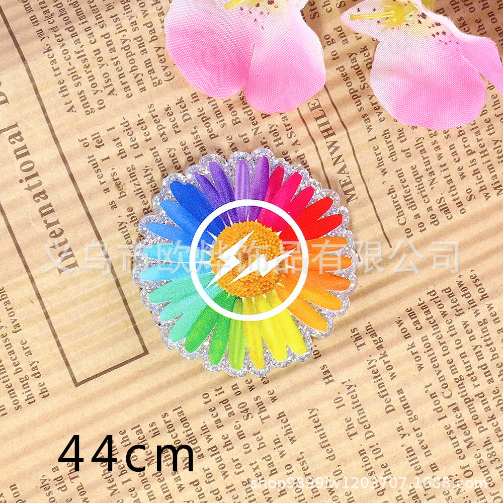 Wholesale 10pcs DIY Flatback Cartoon Rainbow Acrylic Flatback Badge Scroll Retractable Keychain DIY Accessories ACC-FK-OuYe010
