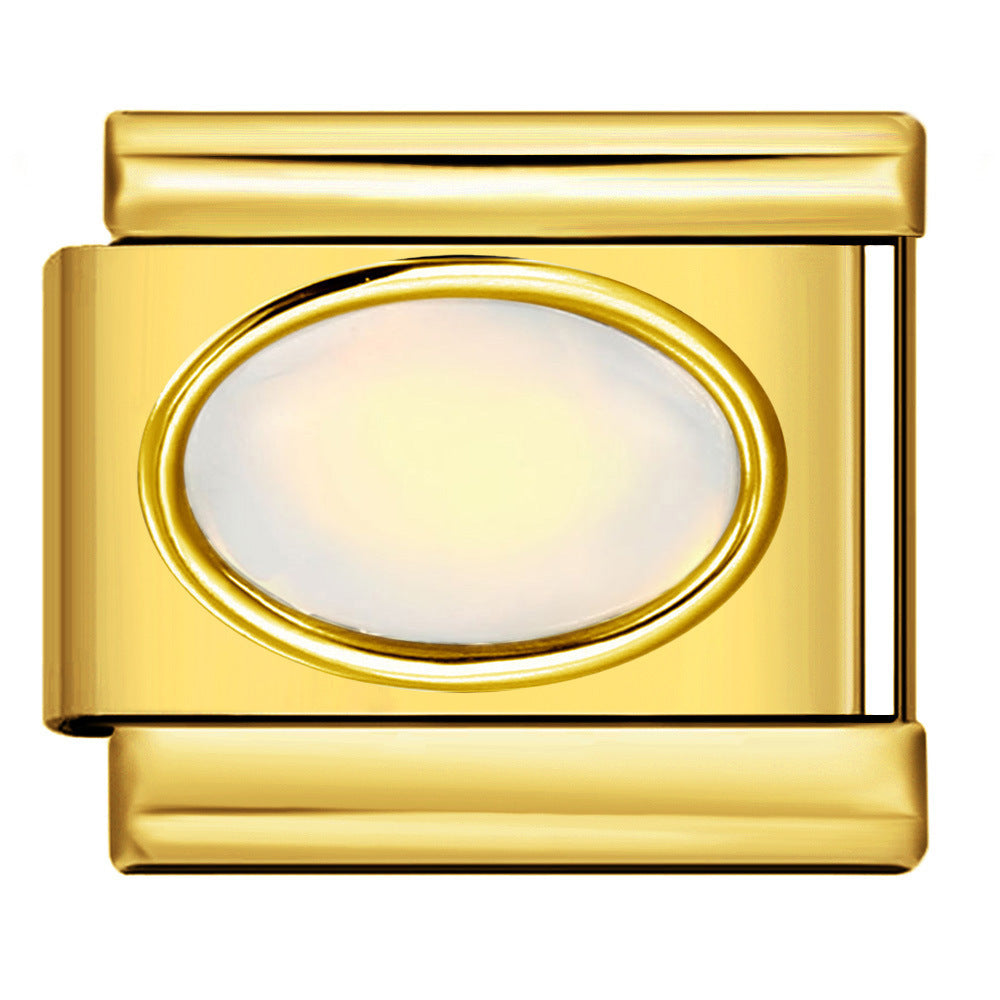 Wholesale  Italian module Gold-bottomed oval colored stone bracelet