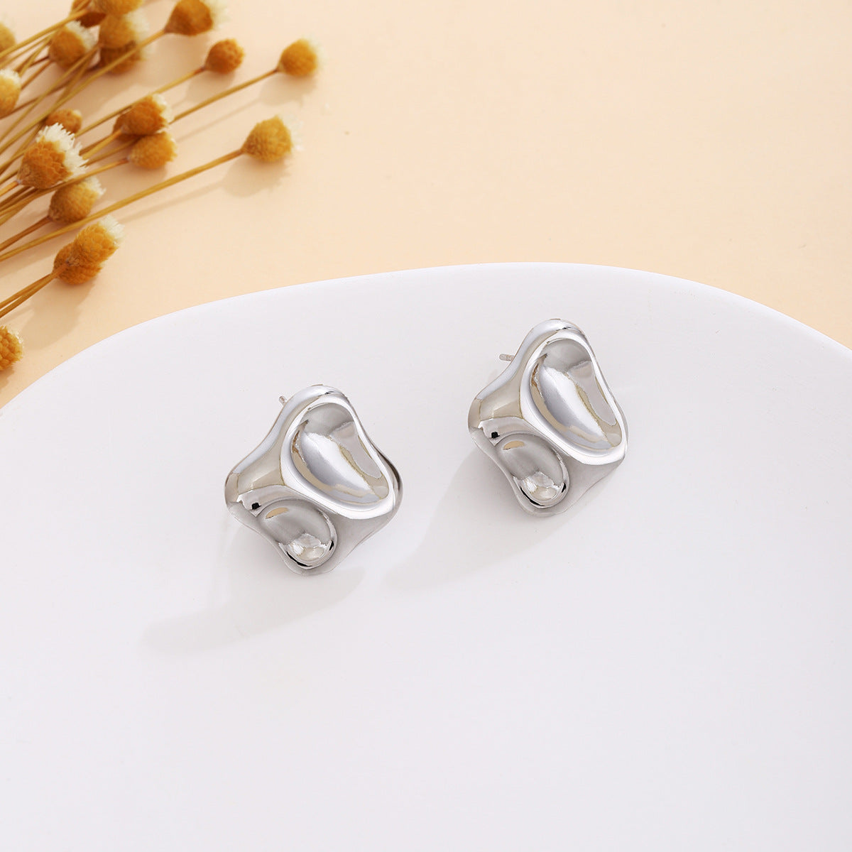 Wholesale Silver Textured Triangle Heart Earrings