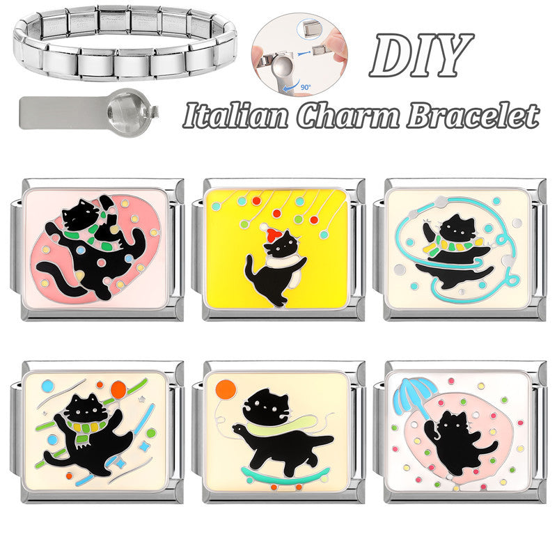 Wholesale Italian Charm Bracelet 9mm DIY Splicing Cute Animal Stainless Steel Composable Bracelet
