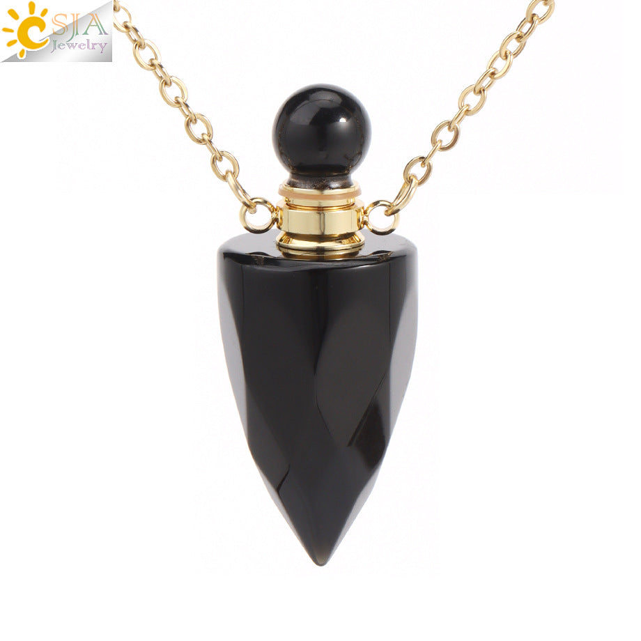 Wholesale Natural Stone Crystal Perfume Bottle Necklace ACC-NE-HuaiShe005