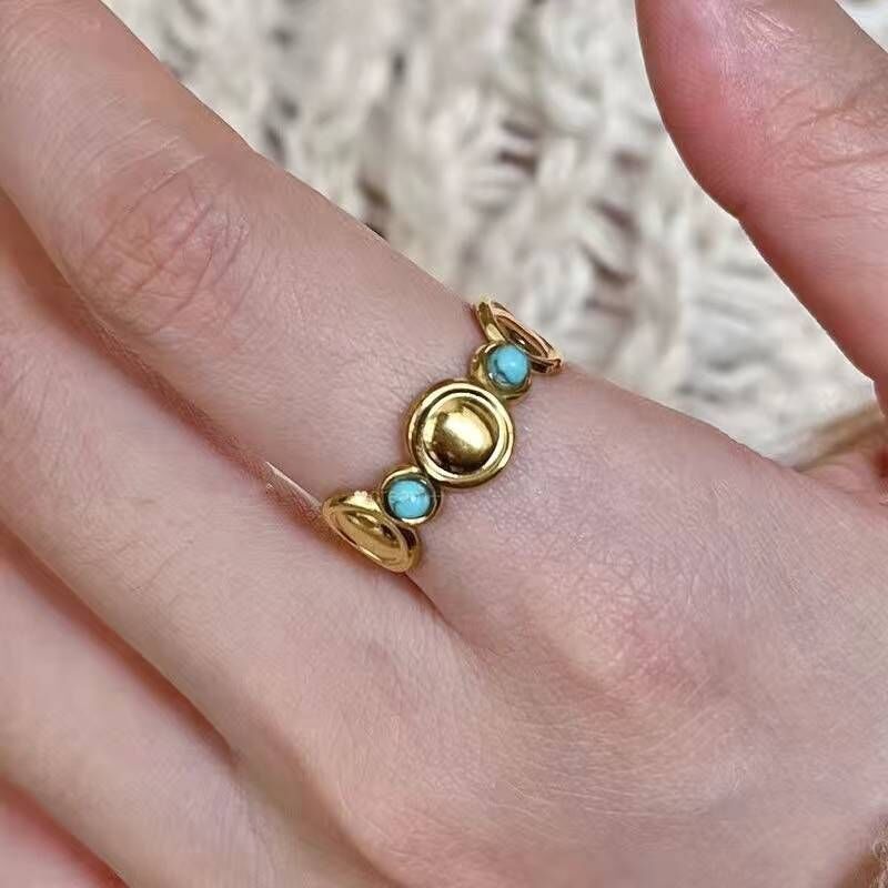 Wholesale Trendy Egyptian Style Multi-Layer Open Ring Copper Star Motif Jewelry Accessory