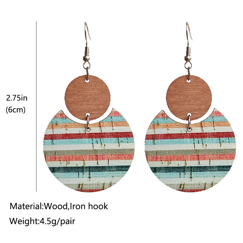 Wholesale 2pcs Wooden Print Earrings