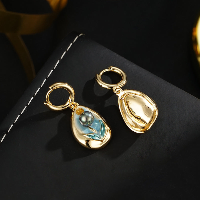 Wholesale  Oil Painting Enamel Flower Earrings