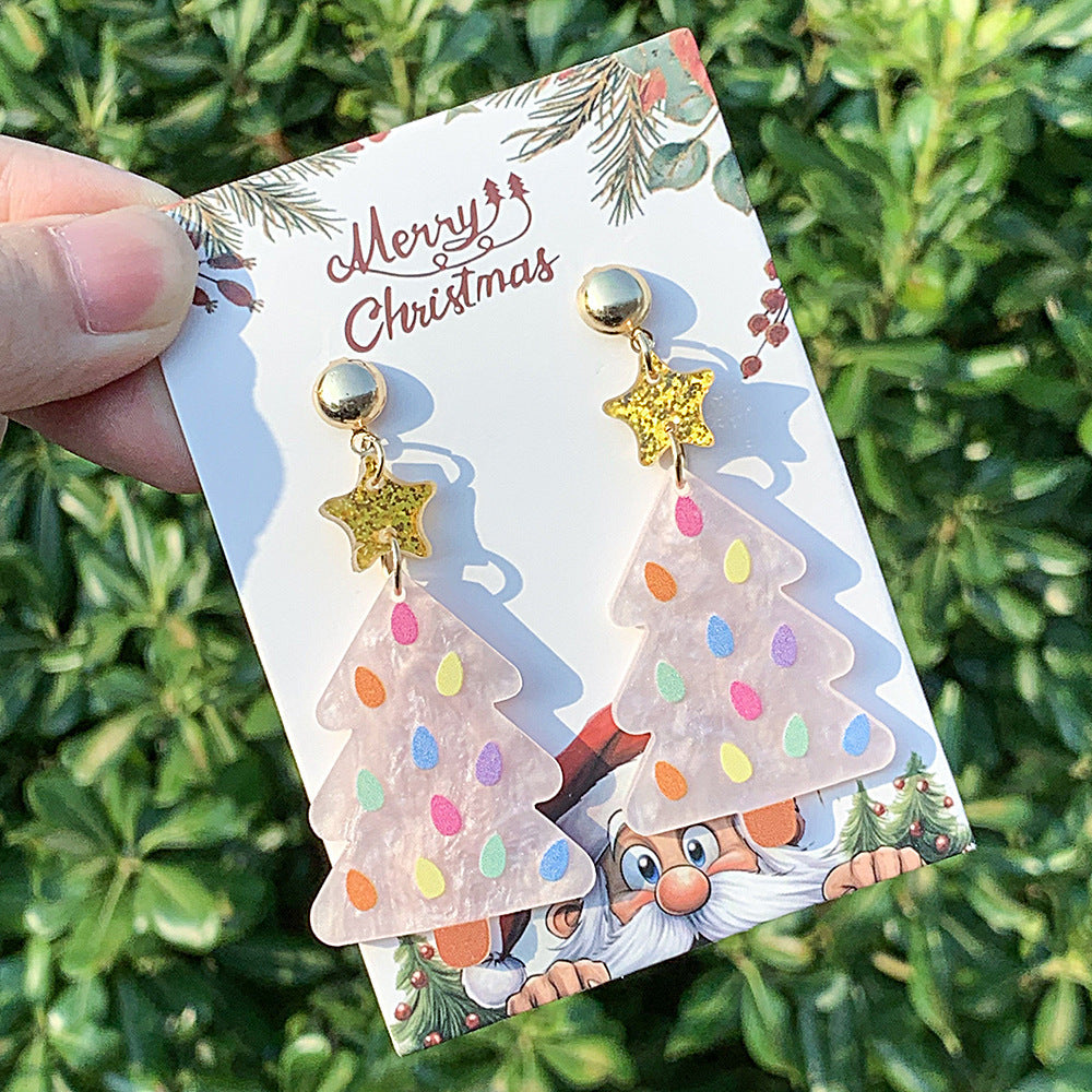 Wholesale  creative acrylic color Christmas tree earrings