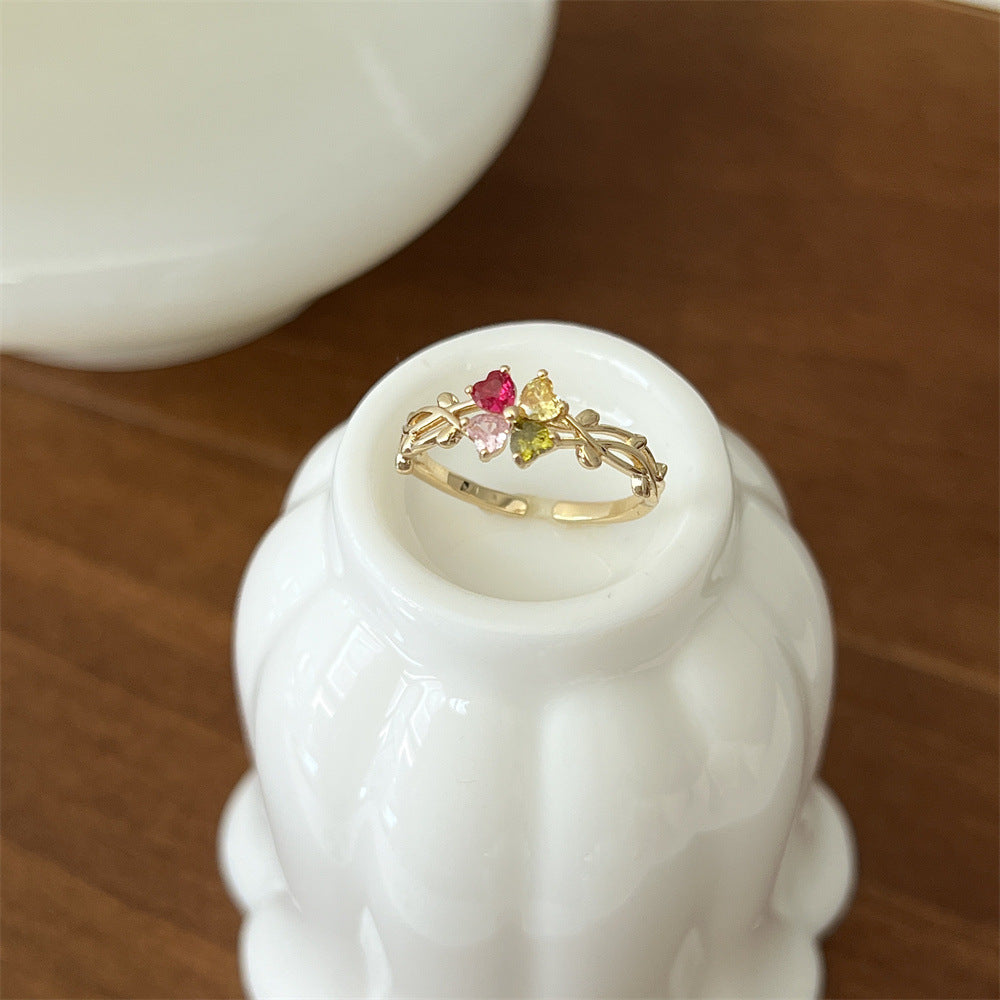 Wholesale Enamel Drip Butterfly Ring Mother-of-pearl Diamond Open Ring ACC-RS-Yues001