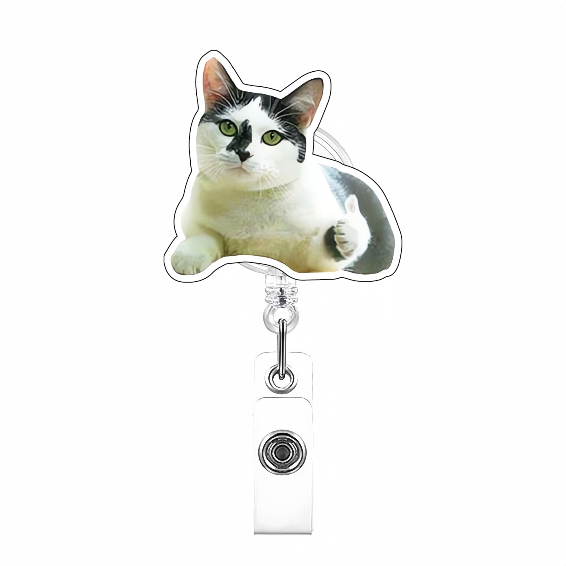 Wholesale Cute Cat Acrylic Retractable Rotating Badge Keychain