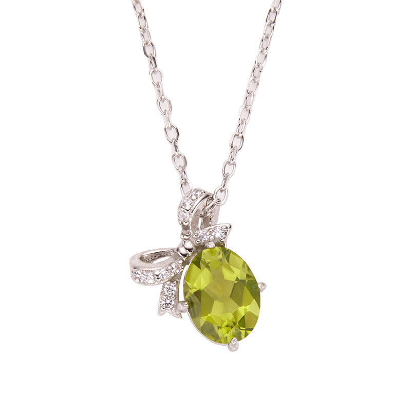 Wholesale light luxury bow S925 sterling silver plated 18K necklace