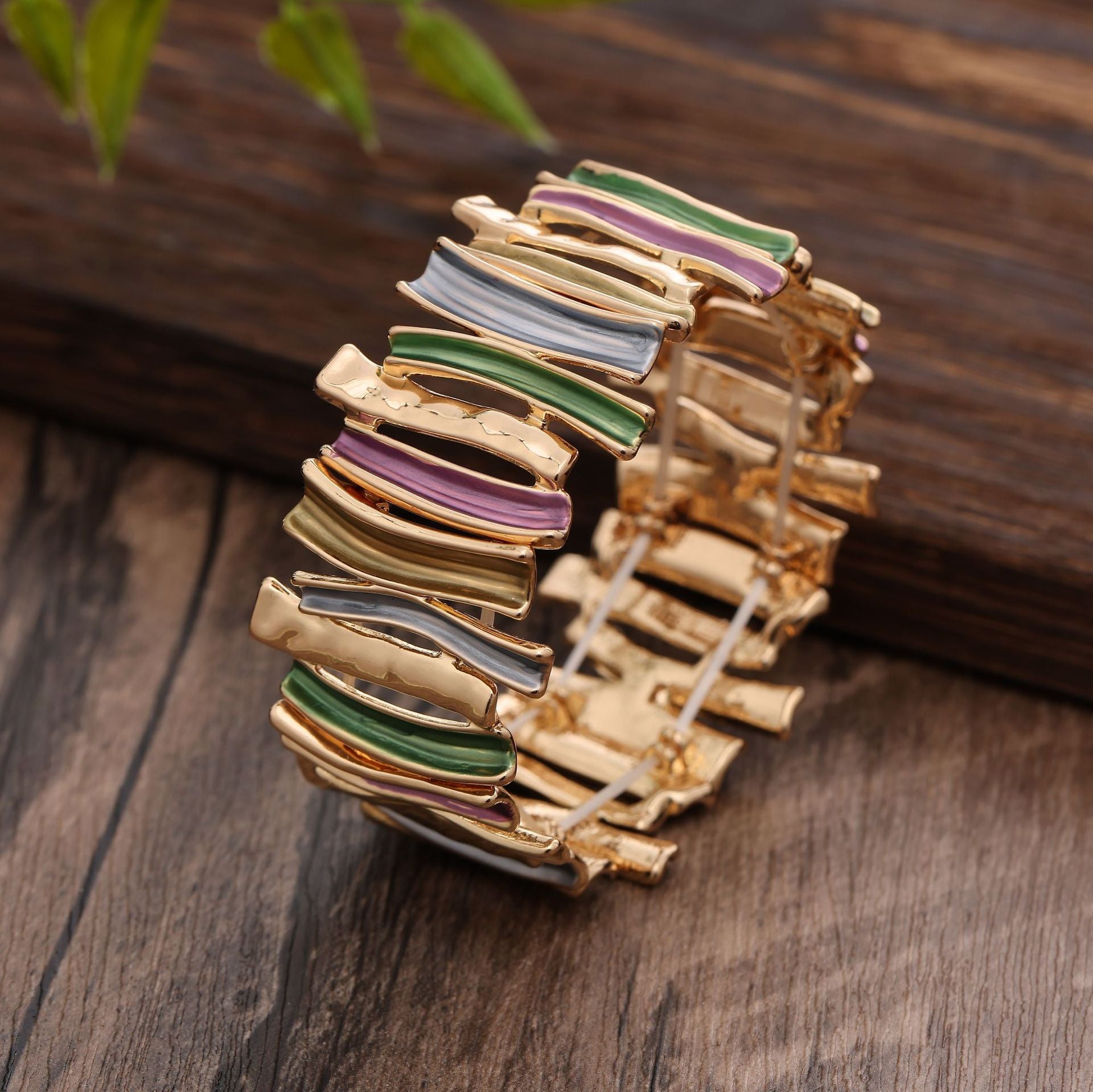 Wholesale  creative irregular geometric oil dripping environmental protection alloy elastic bracelet