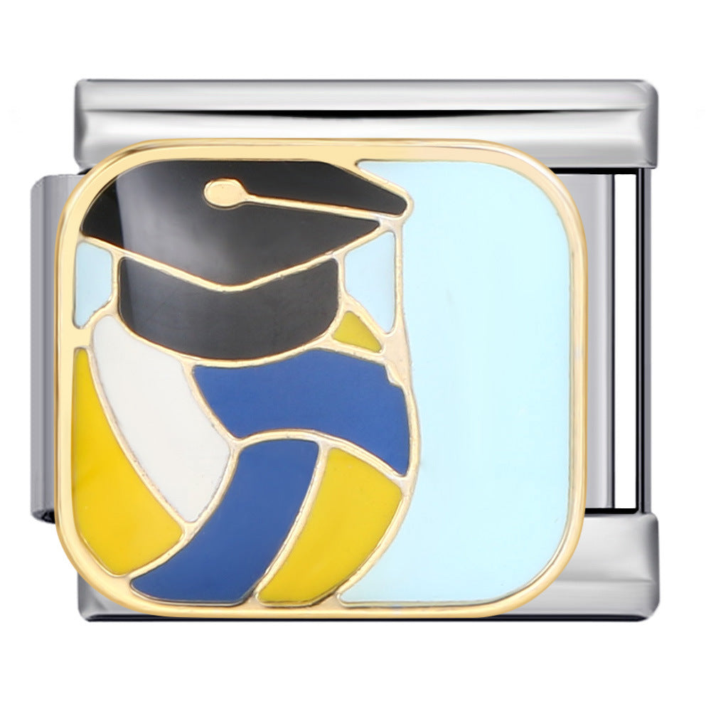 Wholesale Italian Charm Bracelet 9mm DIY Splicing Removable Gold Plated Oil Drop Cartoon Stainless Steel Composable Bracelet